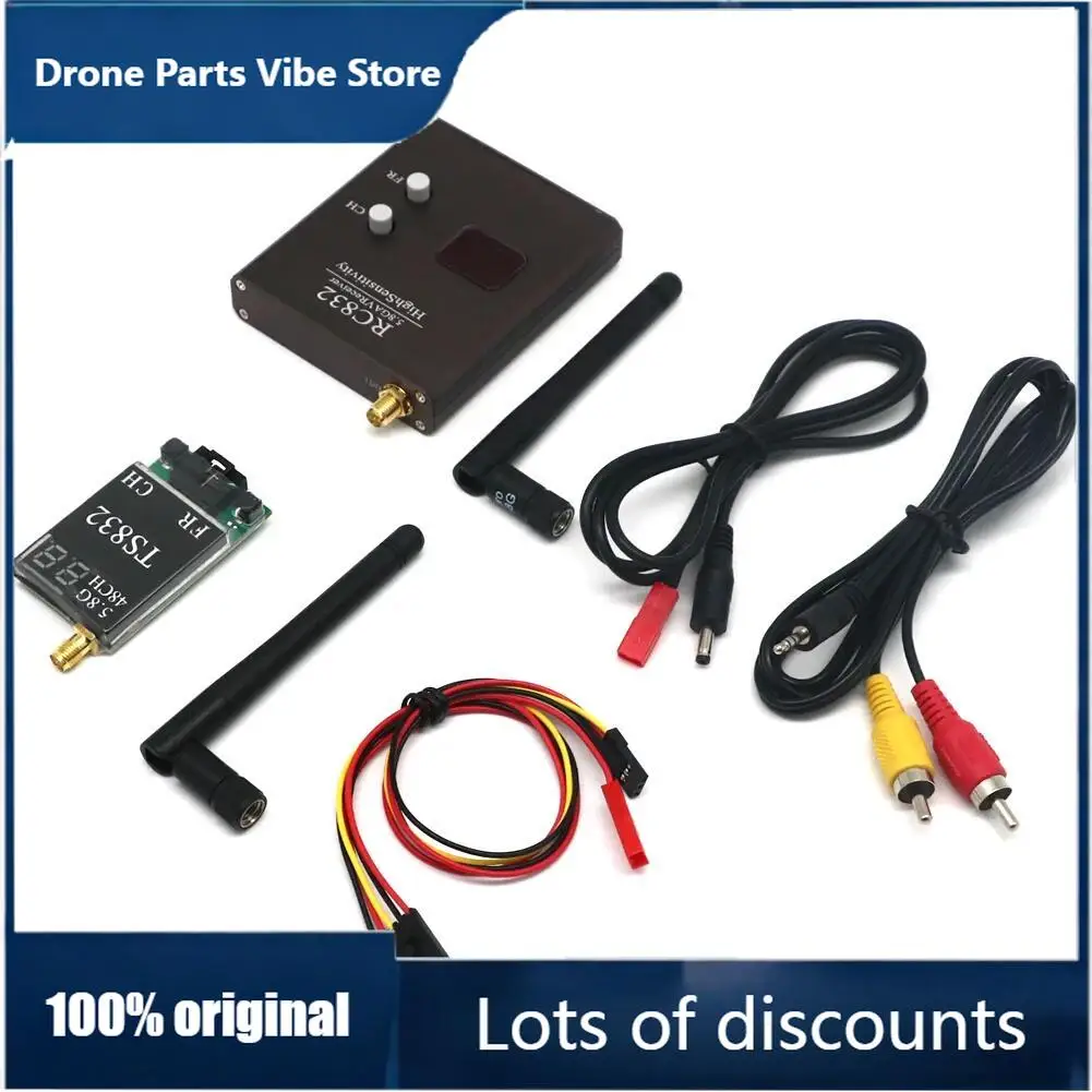 

Беспроводная система передачи аудио и видео Fy48Ch 5.8G 600mW TS832 RC832 V3.0 с кабелями питания, передатчик и приёмник для FPV-мультикоптеров и БПЛА