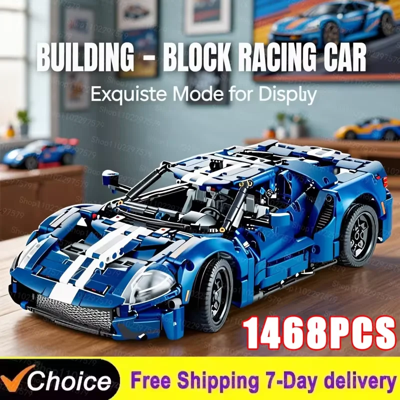 Technical Blue GT 42154 1468PCS Performance 1:12 Scale Race Cars Toy MOC Sport Car with Authentic Details Model Gifts for Adults