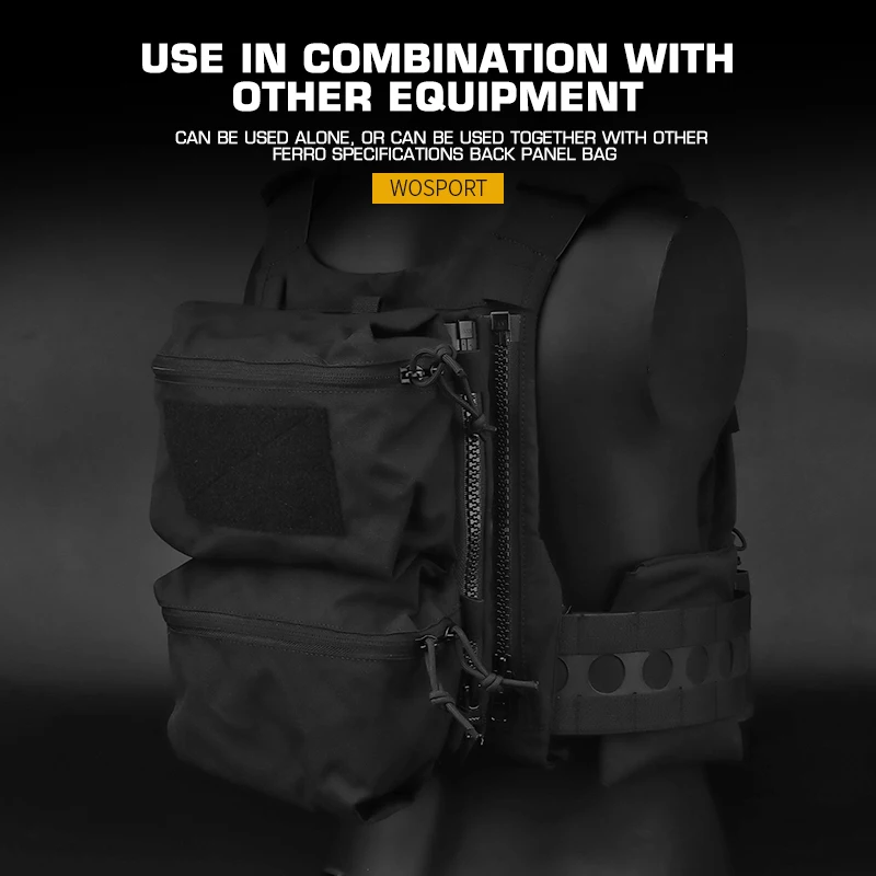 Tactical V5 PC Back Panel Double Bag General Purpose Pockets Ferro Style Vest Plate Carrier Water Bag Gear view 6