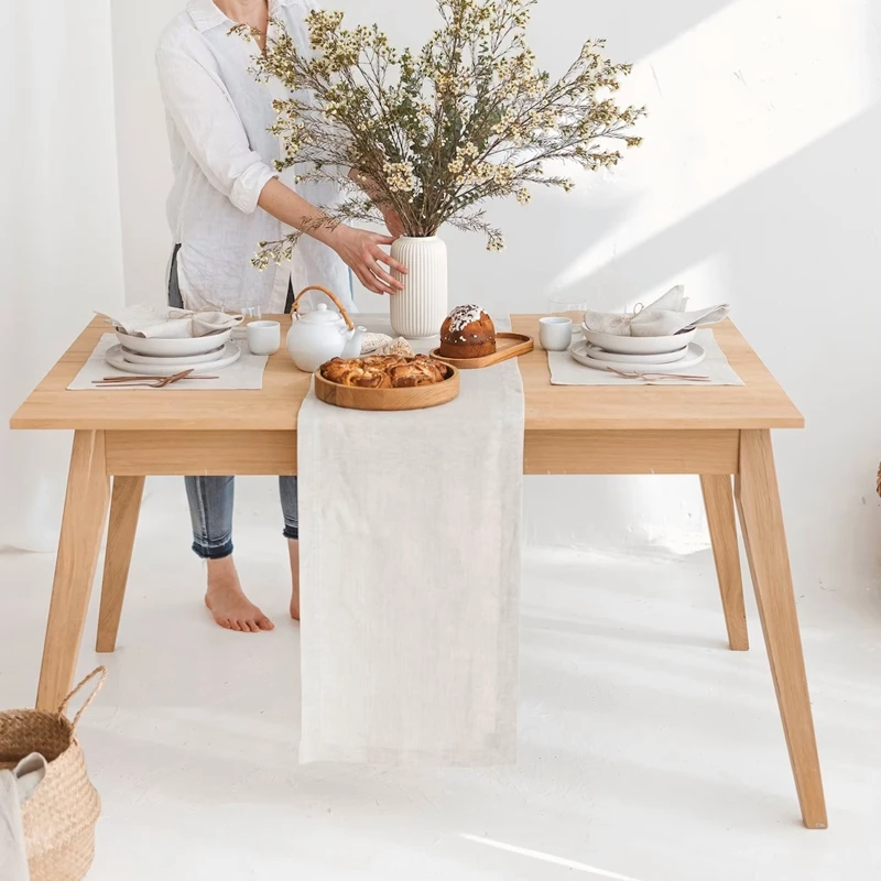 

Table Runner White Color Natural Rustic Woven Dining Table Runner for Everyday Use 16x72 inches