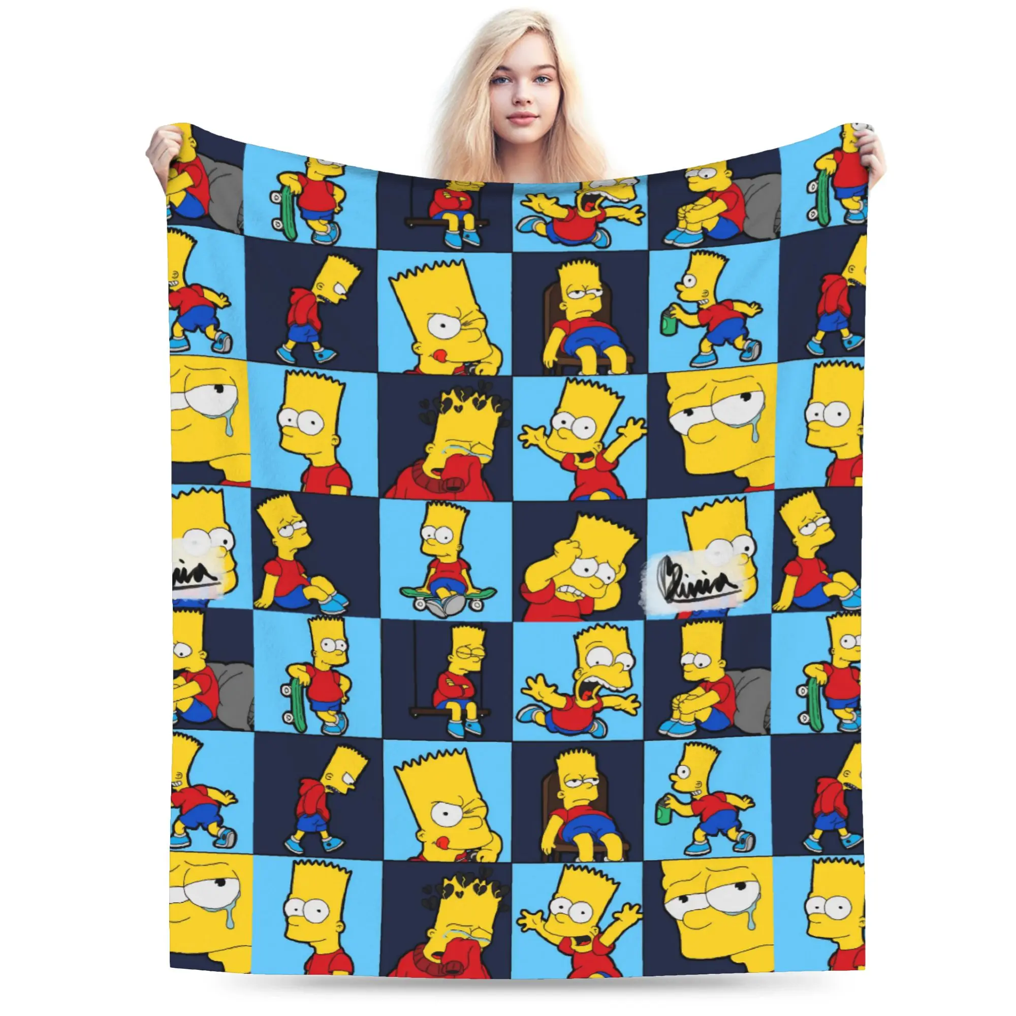 S-Simpson Blanket Velvet Spring Autumn  Multi-function Lightweight Throw Blankets for Sofa Office Quilt