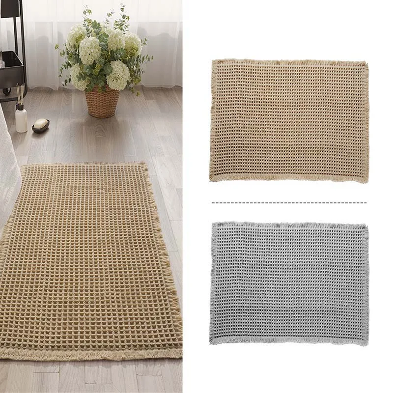 Large Bathroom Mat Anti-slip Water-Absorbent Shower Room Floor Foot Rug Comfortable Soft Waffle Weave Bath Mats for Tub - Image 4