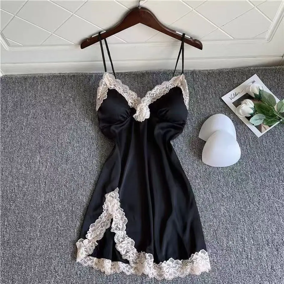 Sexy French haute couture halter nightdress pajamas women's summer 2024 new home dress son