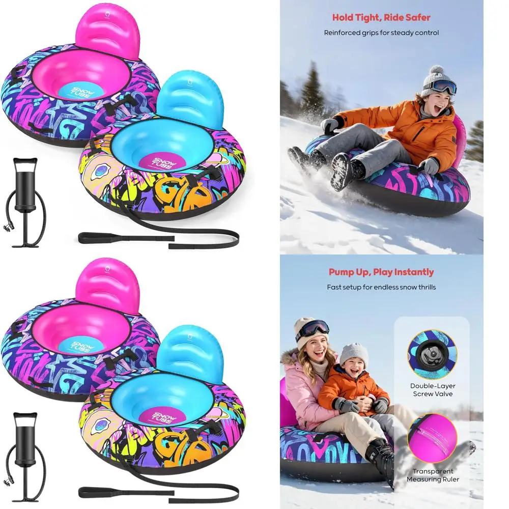 

Набор надувных снежных трубок, 2 шт. со спинкой, вместимость 500 фунтов, портативные воздушные сани для детей и подростков