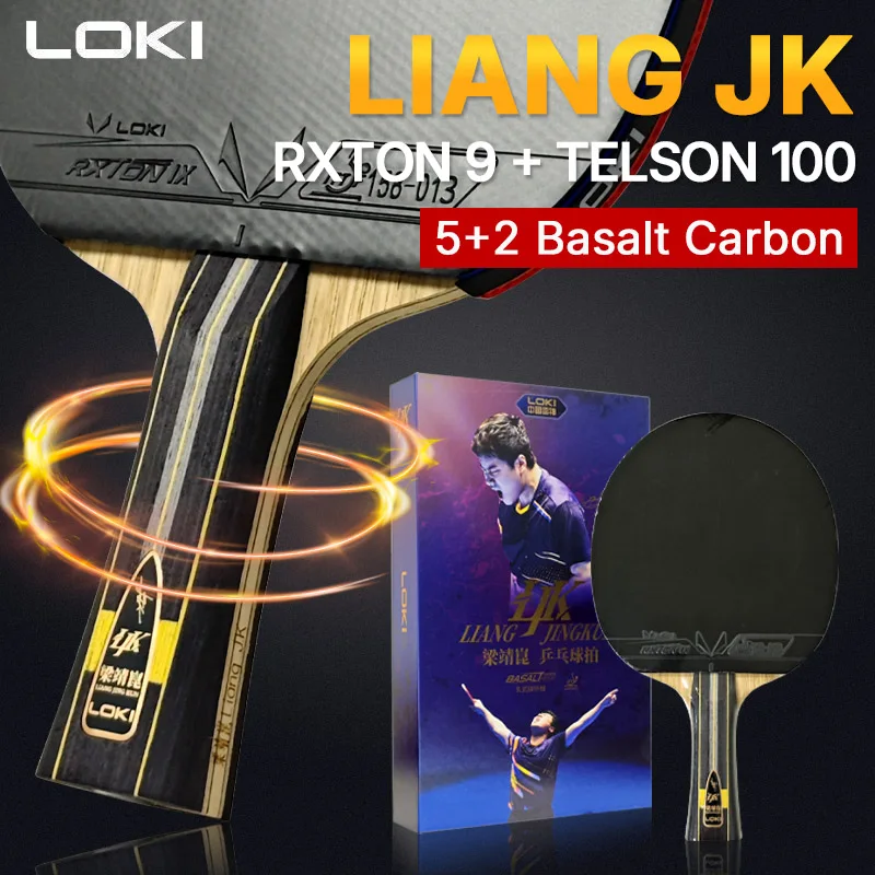 

LOKI Liang Jingkun Table Tennis Racket LJK Basalt Carbon 5+2 Ping Pong Paddle Bat with RXTON 9 National & Telson 100 Rubber