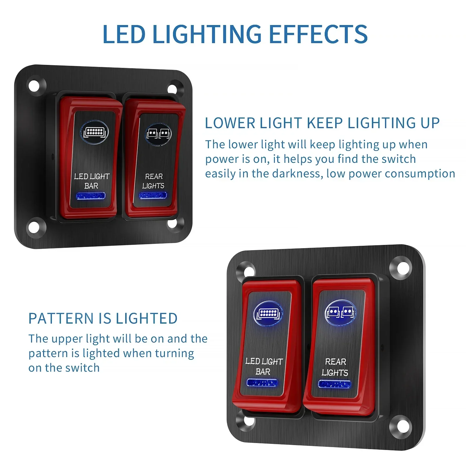 Brand Metal  2-8 Gang with LED  With LED for Car Boat Durable New Durable Waterproof Rocker Switch Panel