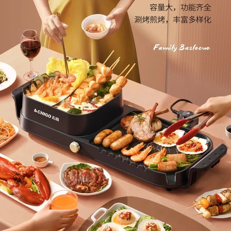 Electric Double Hot Pot Grill Food Dishes Vegetable Instant Noodle Chinese Hot Pot Functional Warmer Fondue Chinoise Cookware