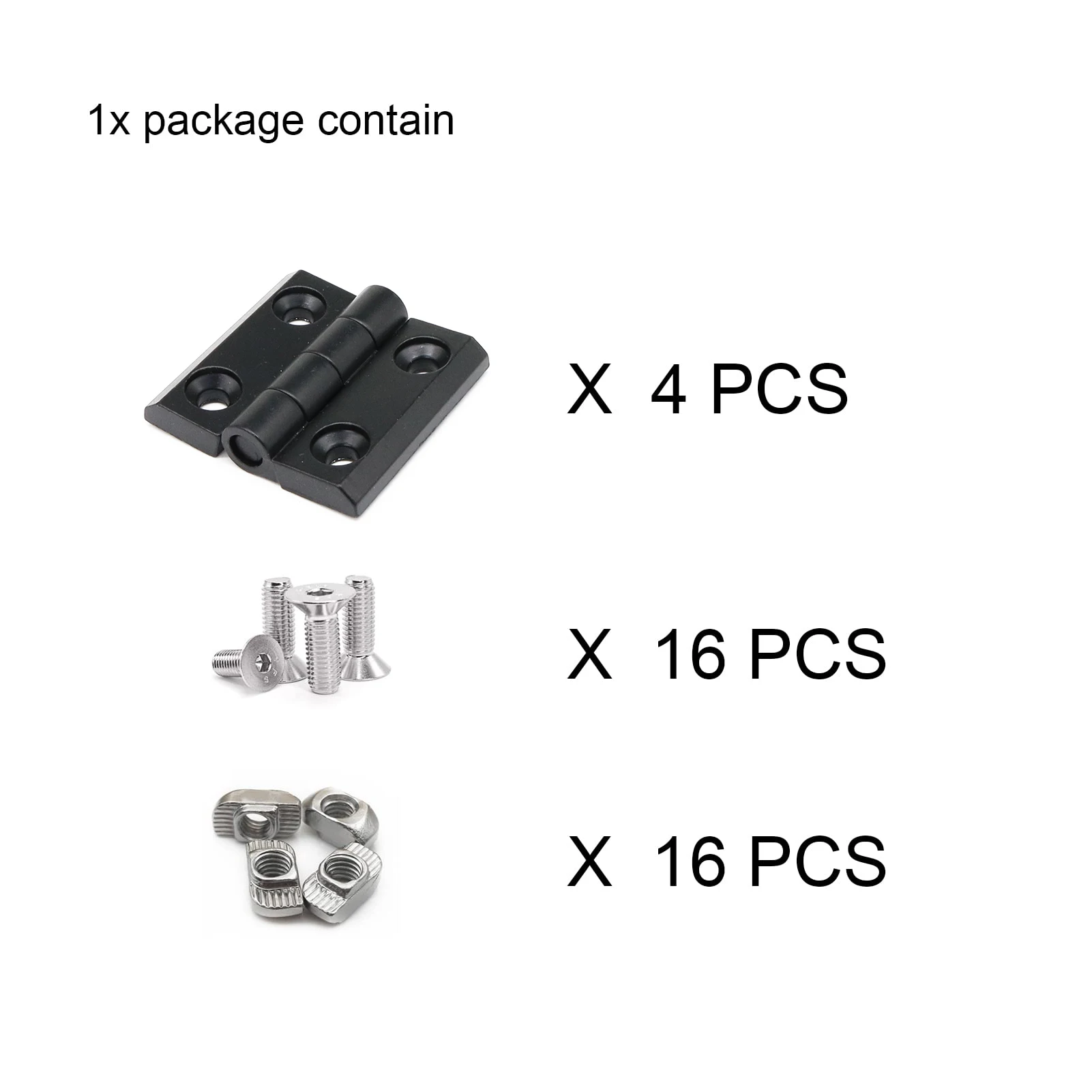 4Pcs 10 Series Aluminum Extrusion Profiles 1010 Frame Hinge Bracket with Bolts Nuts for 1010 Extruded 1 Inch Rail