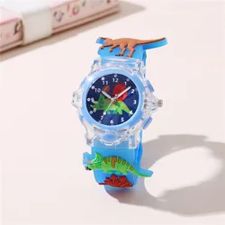 4 Colors Cartoon Animal Flash Light 3D Dinosaur Watches For Girls Boys New Flashlight Wristwatch For Children