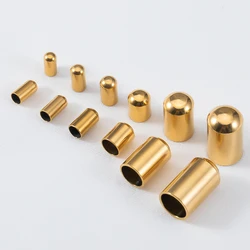 New 20pcs Gold Color Stainless Steel End Caps Crimp Clasps Cord tip for laces Leather Cord for Jewelry Making DIY Accessories