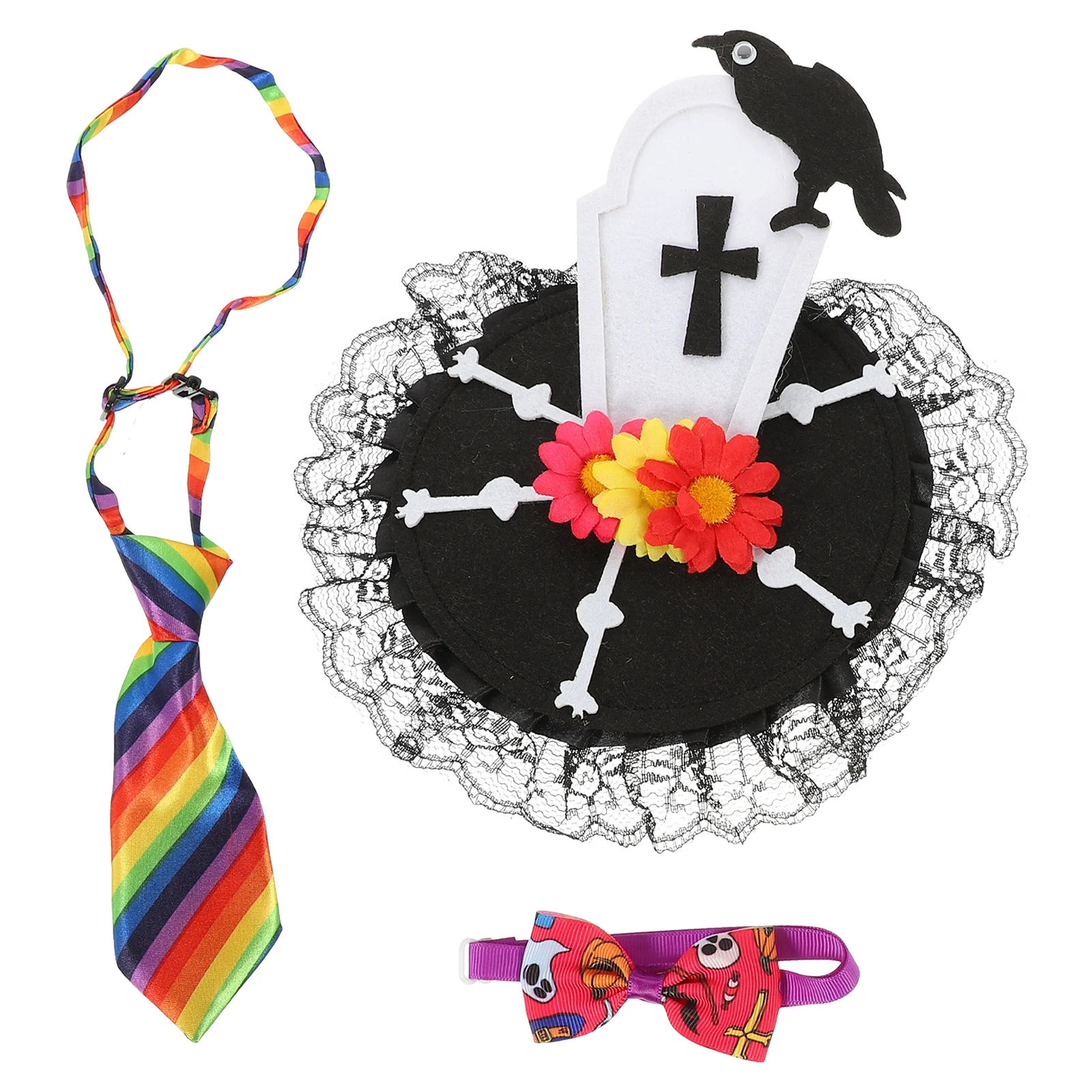 

1 set Halloween Cat Collar Party Dog Collar Set Pet Neck Bowtie Decorative Costume Role Play Accessory for Cats Puppies