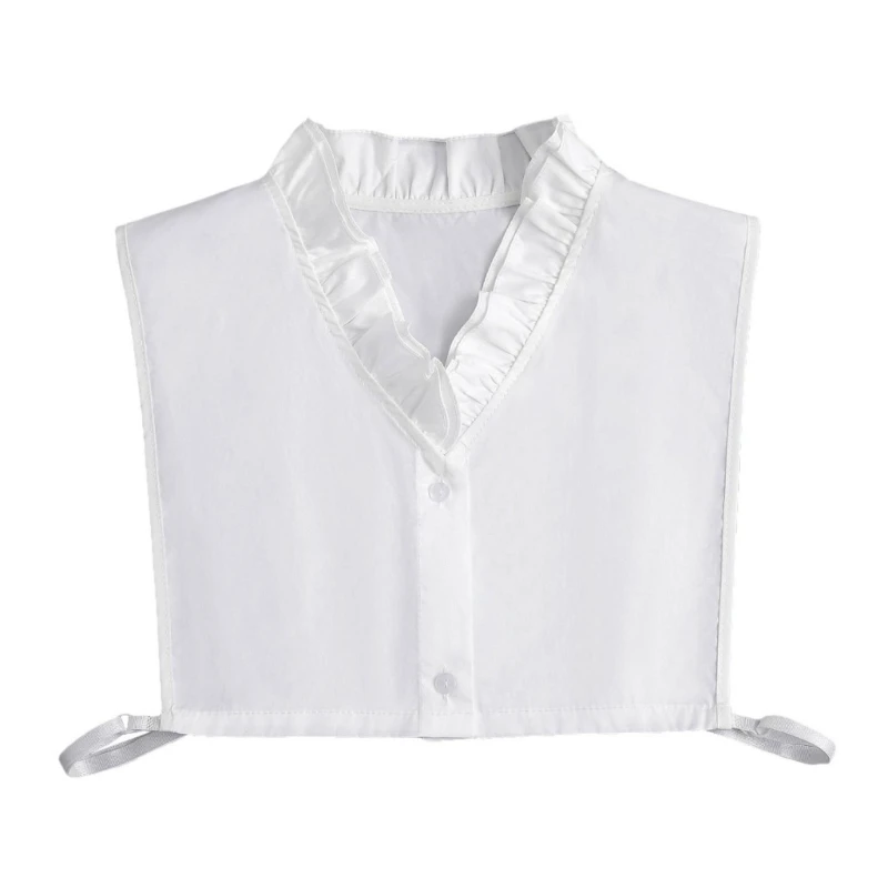 

Fashion Blouse Women False Ruffled Half Shirt Detachable Faux Collar Crop Top