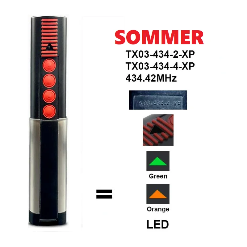 

For SOMMER 434MHz TX03-434-4-XP Garage Door Remote Control 433.42MHz SOMMER 4014 TX02-434-2 4022 TX02-434-2 Remote Control Gate