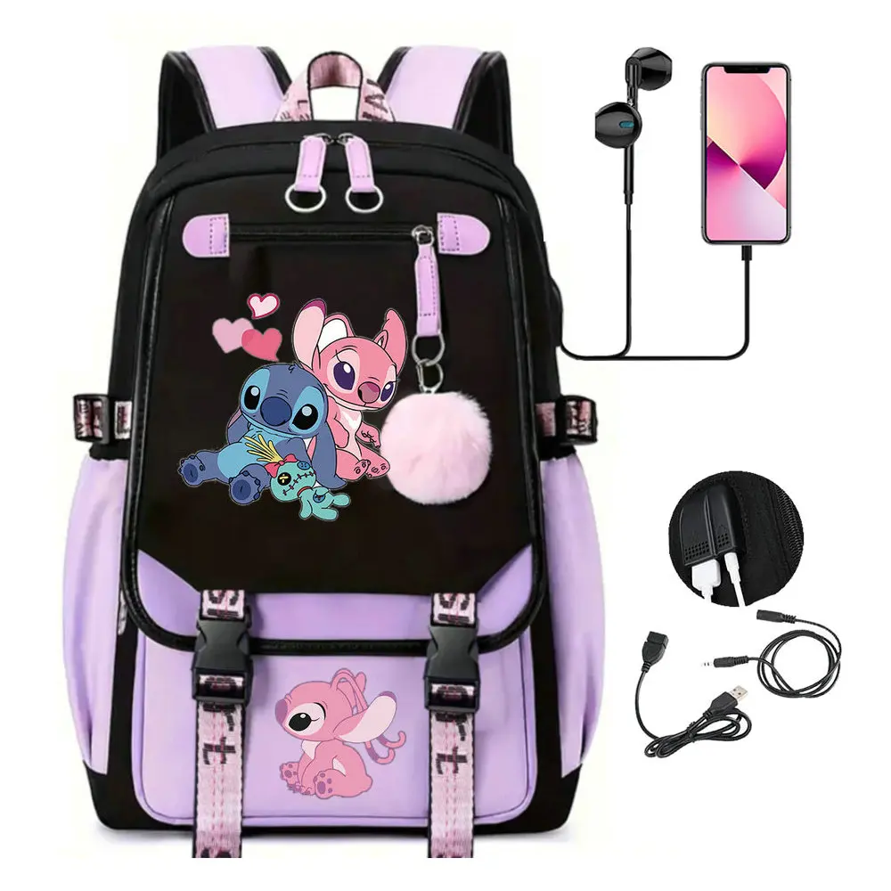 Mochila dos desenhos animados para adolescentes e mulheres, Lilo e Stitch, mochila de viagem engraçada para adultos, bolsa de computador, meninas, meninos