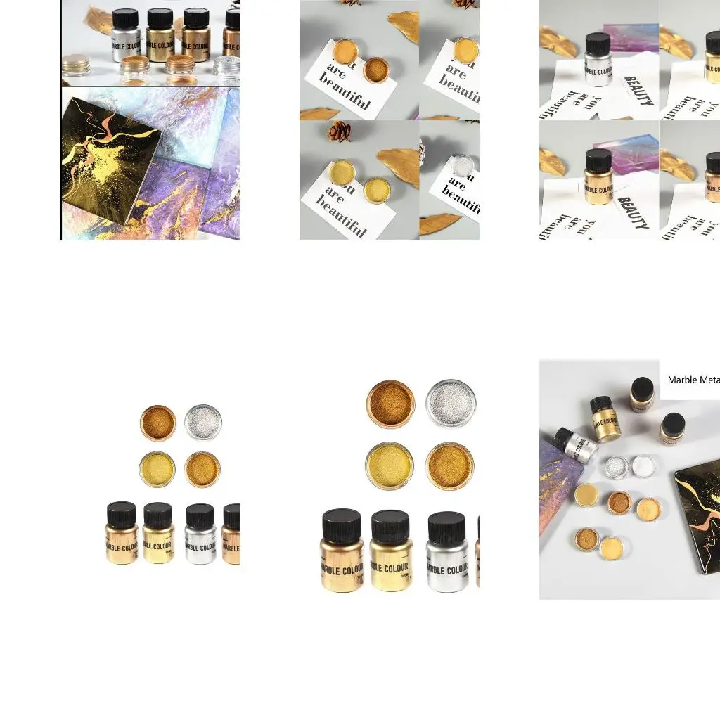  Metallic Pigment Powder 4 Colors Marble Resin Pigment Powder Each Bottle 20g Resin Color Pigment Epoxy Resin Coloring