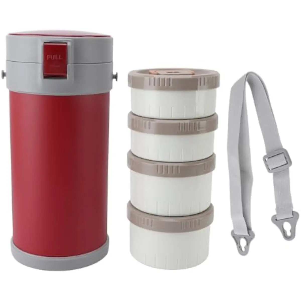 2.9L Vacuum Insulated Food Jar Stainless Steel, 4 Tier Stackable Thermal Lunch Container with Leak Proof Silicone Seal for Work Travel