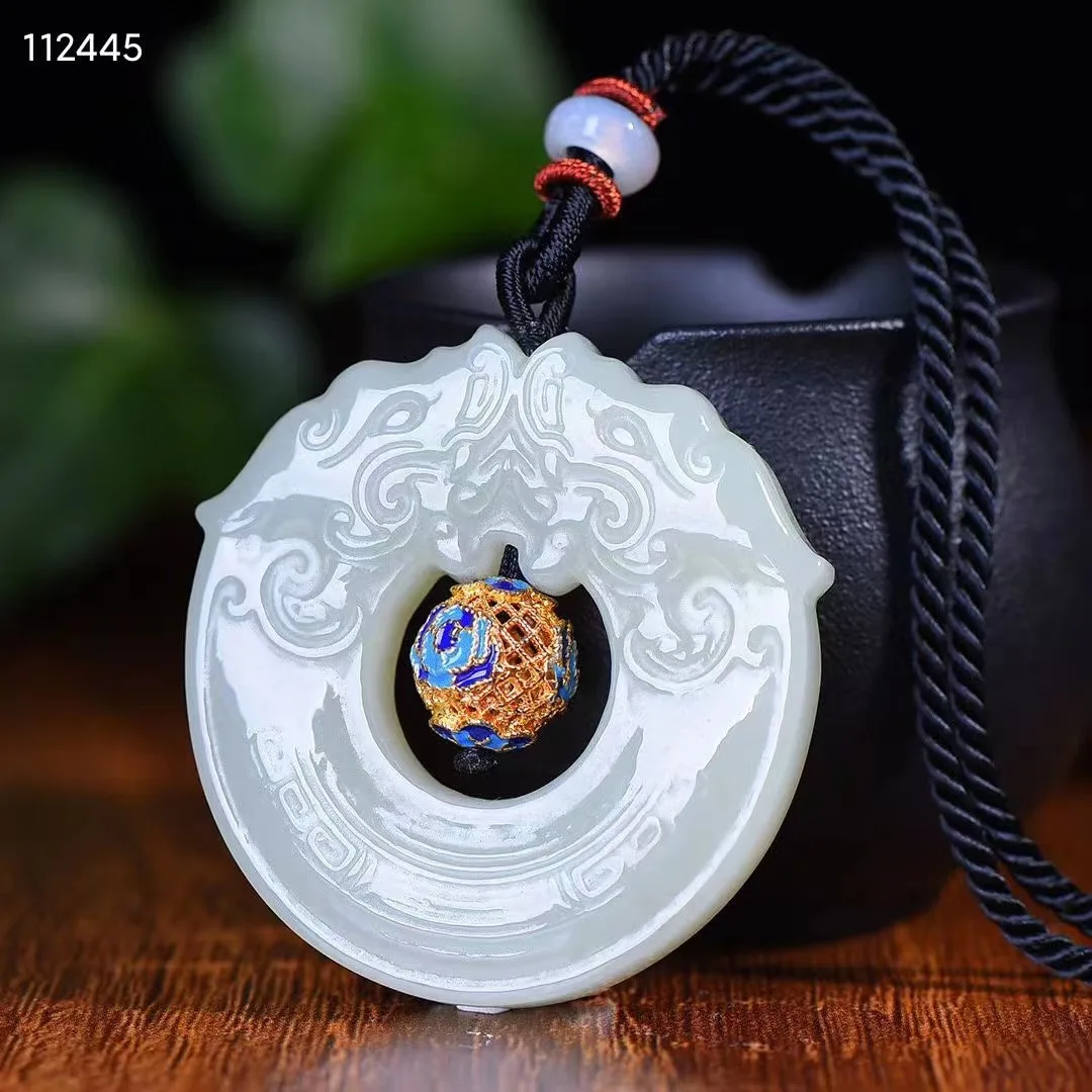 Natural 100% real white hetian jade carve beast jade pendant Attracting Wealth necklace jewellery for men women gifts luck