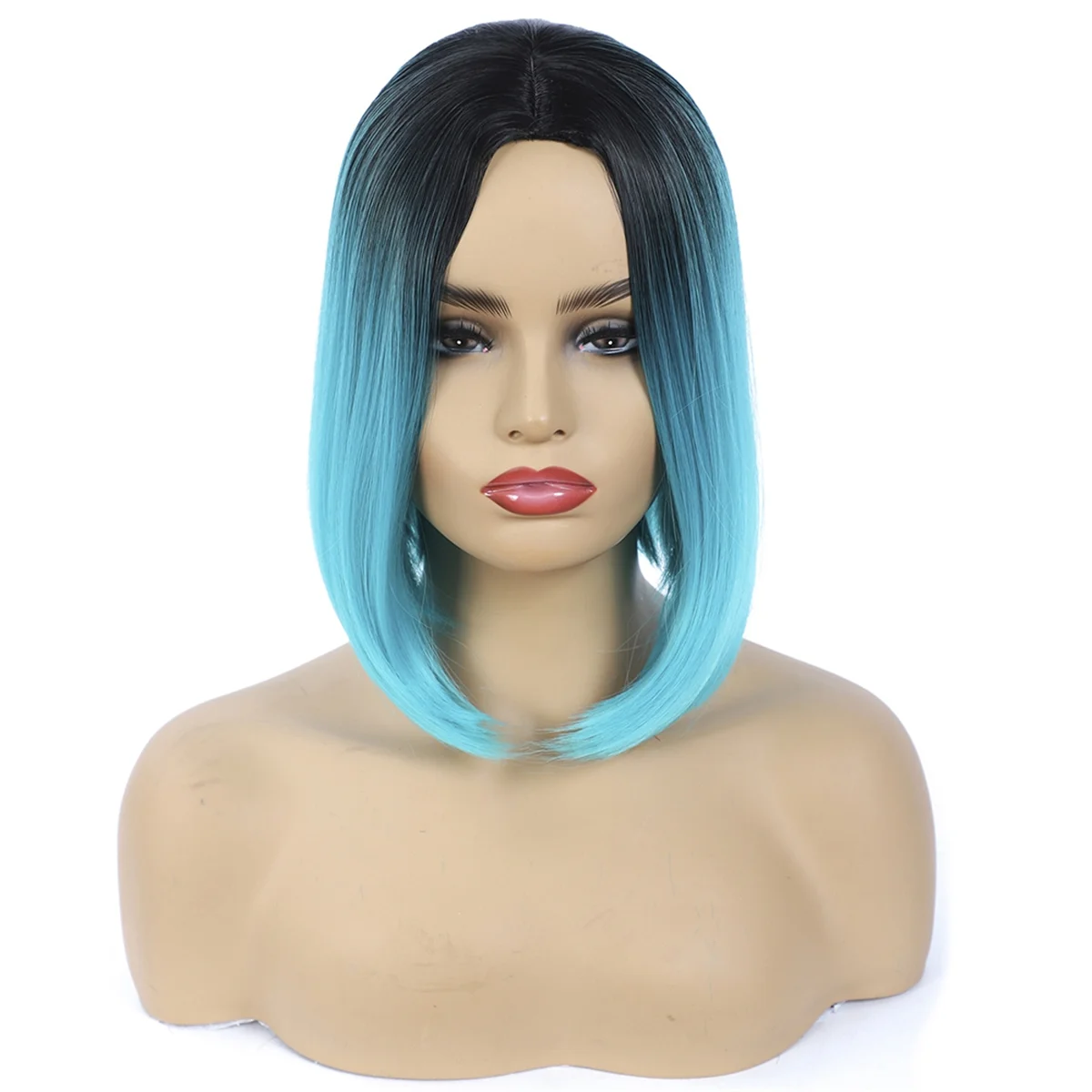 

B76A Fashion Wig Short Hair Middle Parted Color Chemical Fiber High Temperature Silk Ladies Wig Covering,G