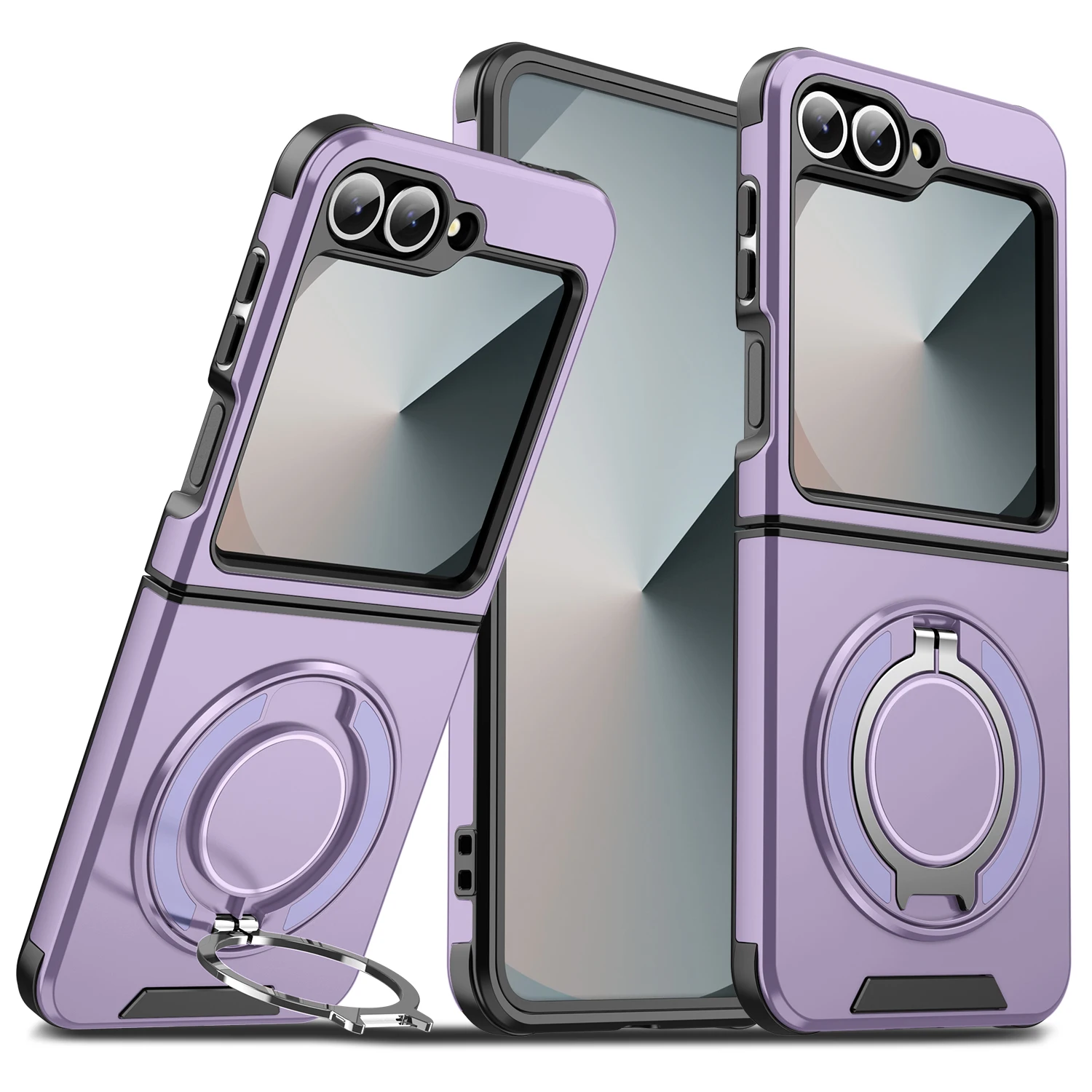 Schutzgehäuse mit Rückenabdeckung für Samsung Galaxy Z Flip 8 7 FE 6 Flip8 mit Ringhalter, Ständer und Magnetischer Halterung