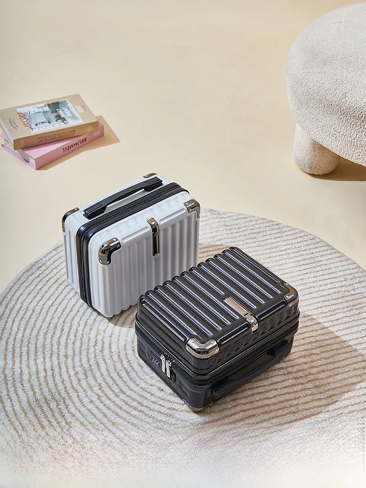ミニレトロハンドヘルド荷物入れウェディングギフトトラベルスーツケース（プルロッド付き）4インチおしゃれなabs-pvcユニセックスソリッドカラーバッグ