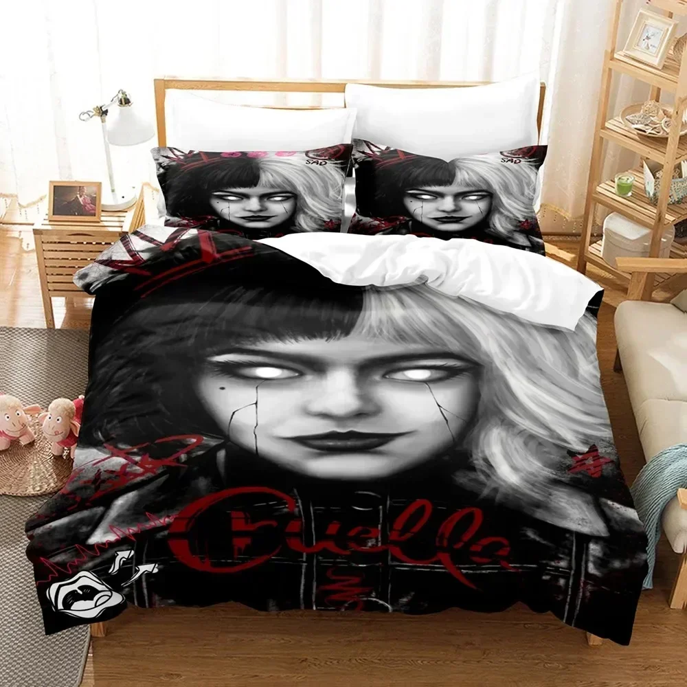 

Cruella De Vil Bedding Set Duvet Cover Sheet Printed Bed Set Pillowcase Bed Full Queen King Size Comforter Bedroom