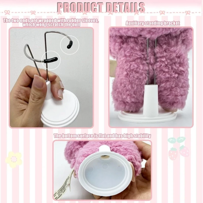 Adjustable Doll Stand for 4-8 Inches Dolls Black White Display Bracket & Card Holder Home Decor Birthday Day School Season Gift﻿