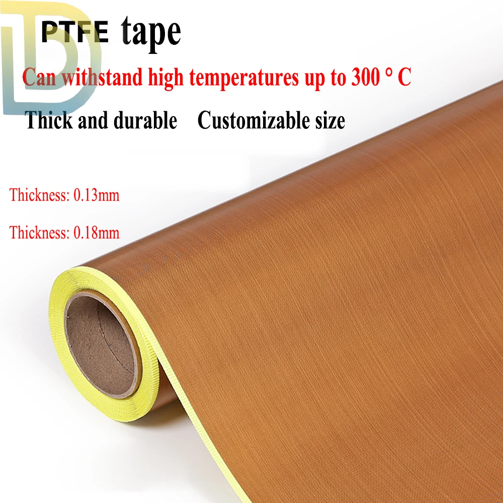 0.13/0.18mm PTFE High Temperature Adhesive Tape, Heat Resistant Non-Stick Fabric Tape for Heat Sealer, Vacuum Sealer