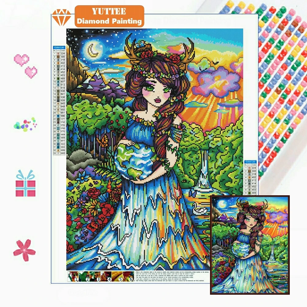 

5D DIY Diamond Painting Mother Earth Mystical Fantasy Girl Mosaic Cross Stitch Art Picture Rhinestones Embroidery Home Decor