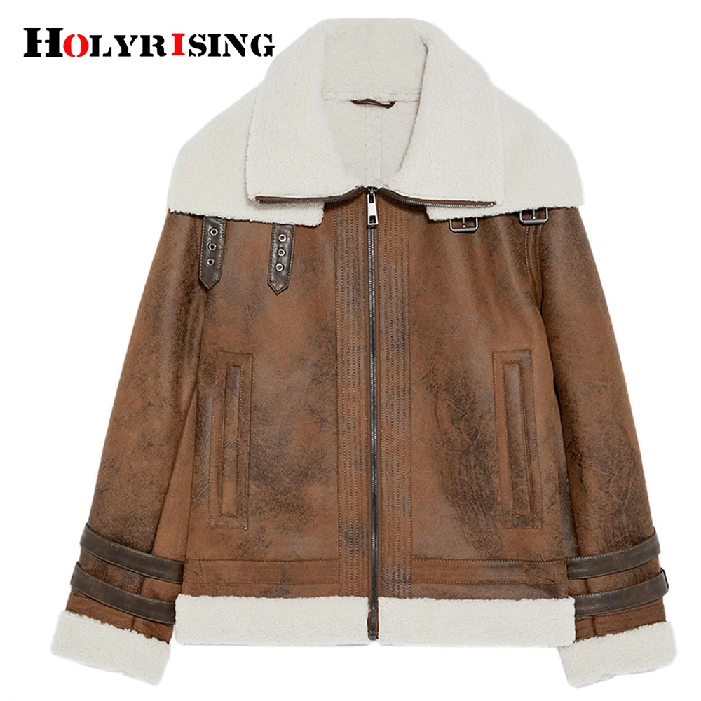 

Double collar stitching jacket lamb wool winter coat Fashion super warm 2 color Men's 19245