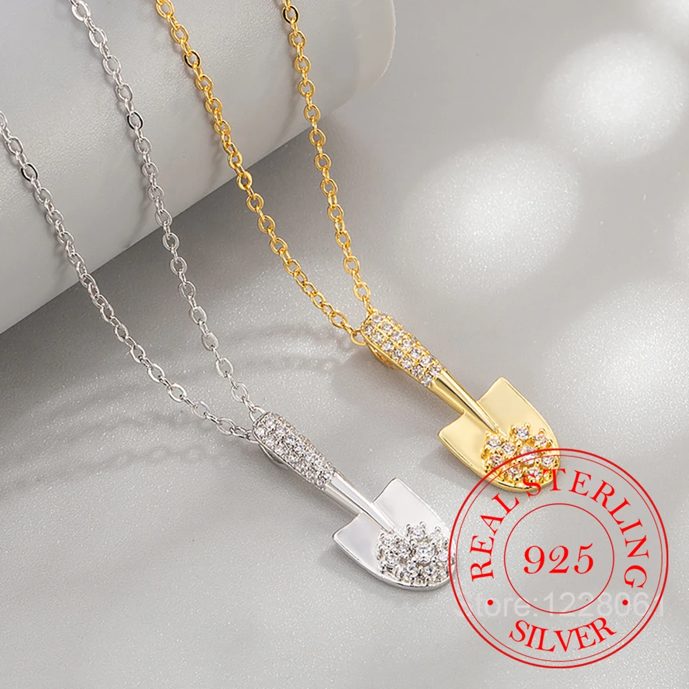 

Ювелирные изделия из стерлингового серебра 925, винтажное ожерелье с подвеской в виде лопаты и кристаллов для женщин, ювелирные изделия для свадебной вечеринки для девочек, подарок другу