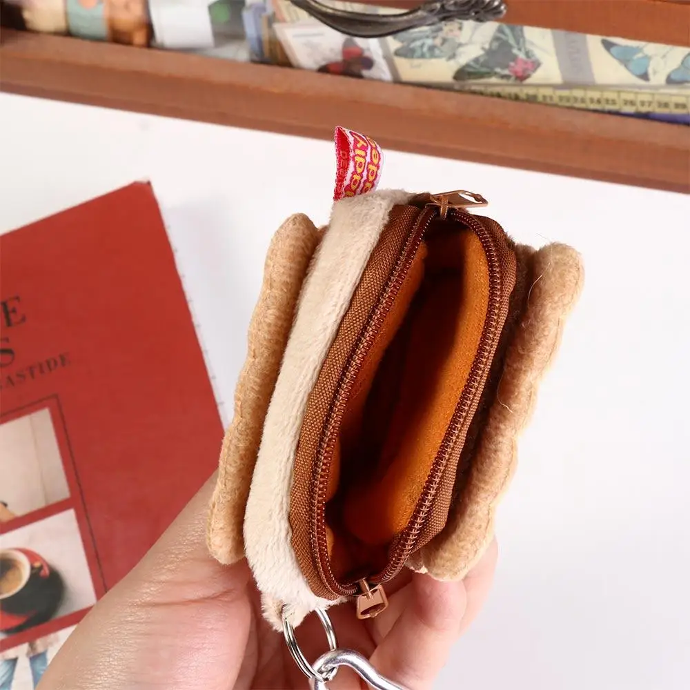 Plush Plush Cake Headphone Bag Biscuit Shape Zipper Plush Cake Coin Bag Kawai Similation Food Plush Biscuit Coin Purse