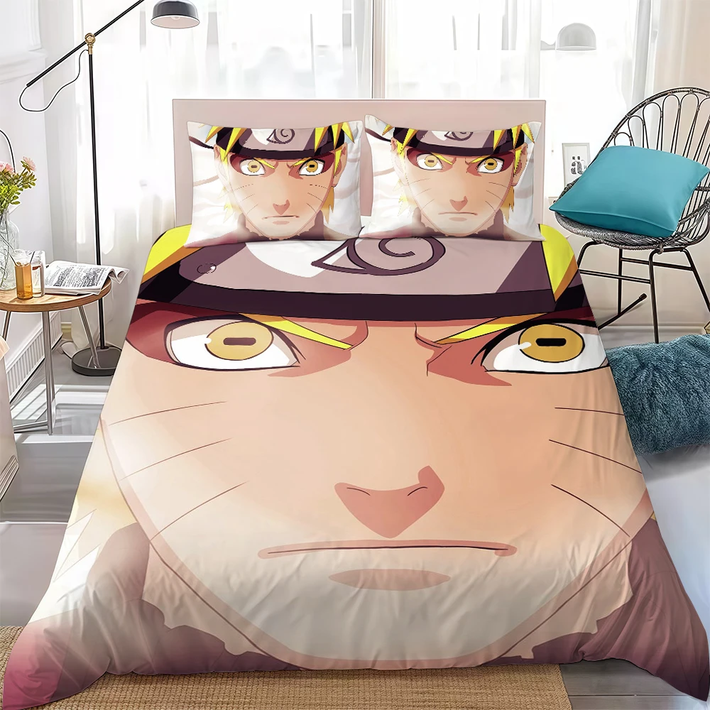 N-NARUTO F-Fashion Duvet Cover Set Home Style Bedding Soft Laundry Cotton Bed 3 Piece Set Student Dormitory Gift