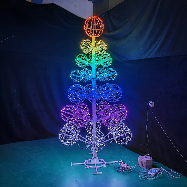 Customizable RGB LED Ball Tree Light Sculpture - Large Outdoor Commercial Light Festival Decoration