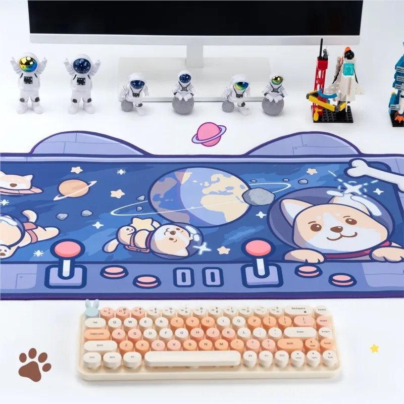 New High-quality Extra-large Non-slip Mouse Pad Cute Kawaii Purple Space Dog Desk Mat Large Waterproof Non-slip Laptop Accessory