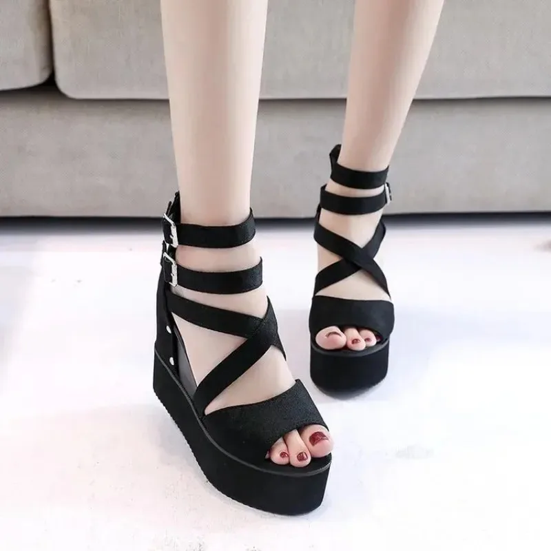 2024 Summer Leisure Women\'s Wedges sandals Woman Roman shoes Platform Shoelaces High Heels Female Casual Shoes Large size 42