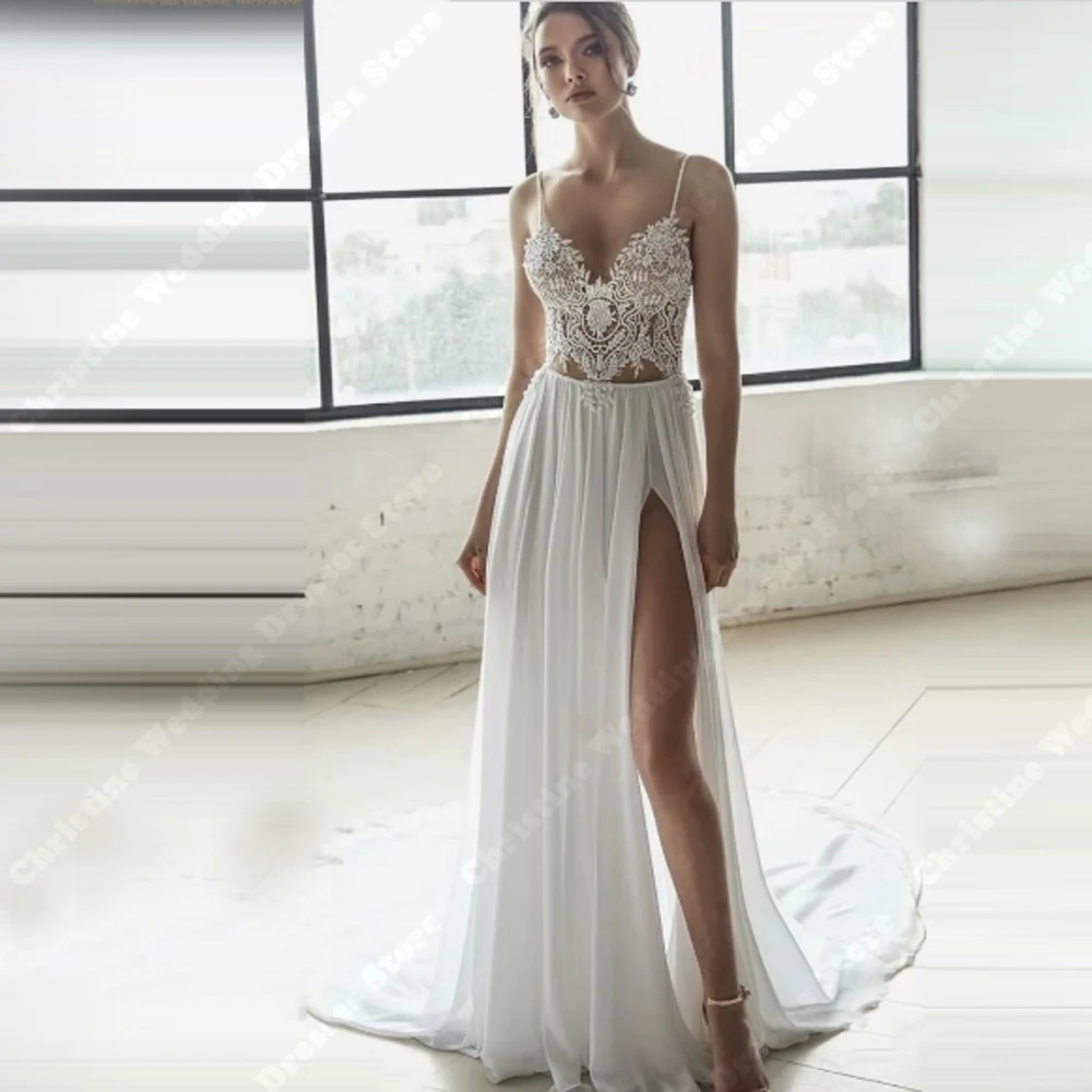 2025 Vintage Tulle femmes a-ligne robes De mariée gracieux Sexy col en v dos nu robes De mariée Banquet robes De Novia personnalisé