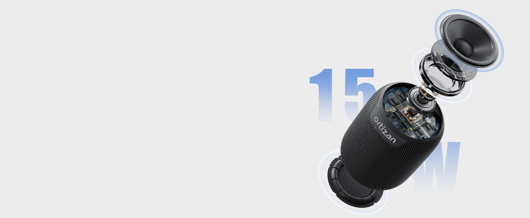 Ortizan Bluetooth-Lautsprecher, tragbarer kabelloser Lautsprecher mit Bluetooth 5.3, IPX7 wasserdicht, 15 W Stereo-Sound, Dual-Pairing, TF/AUX – Detail 11