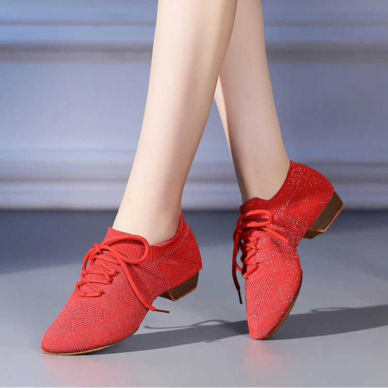 Jazz Dance Shoes Woman Closed Toe Split-Sole Standard Practice Social Salsa Ballroom Latin Beginner Teaching Dance Shoes