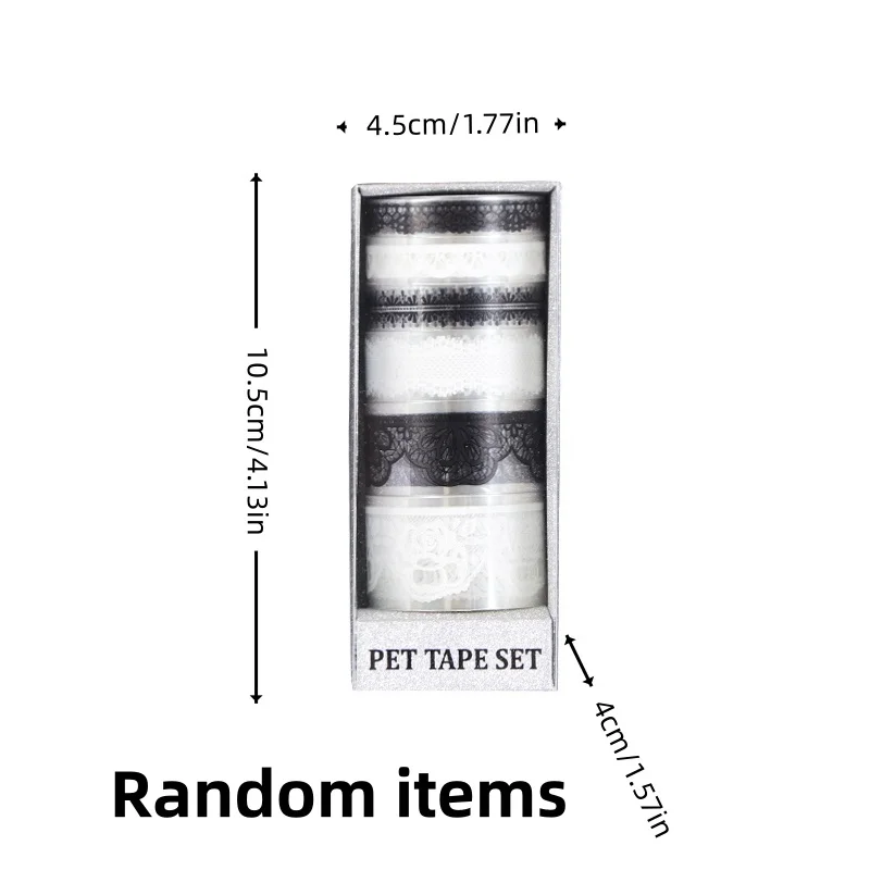 Contain Random Items, 5/20/60 Rolls, Vintage Lace PET Washi Tape Set, Elegant Floral & Lace Decorative Tape for Journal view 3