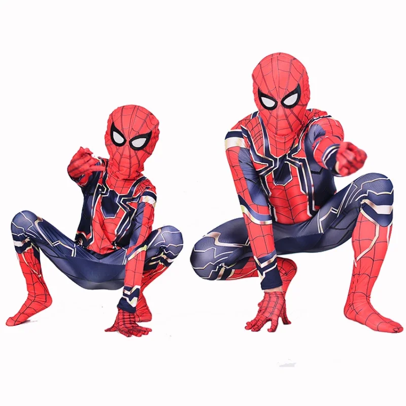 Costume d'Halloween Spider Man pour Enfants et Adultes, Smile Hero, Iron Man Cosplay, SpidSuffolk, Jumpsuit, Drum Suit, Zentai imbibé, Garçons et Bol