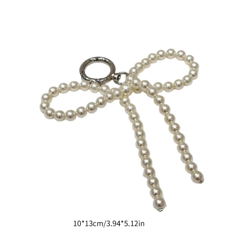 Pearl Bowknot Charm Keychains Sweet Cute Pendant Hanging Ornament Keyring Backpack Decoration Jewelry for Women Girls