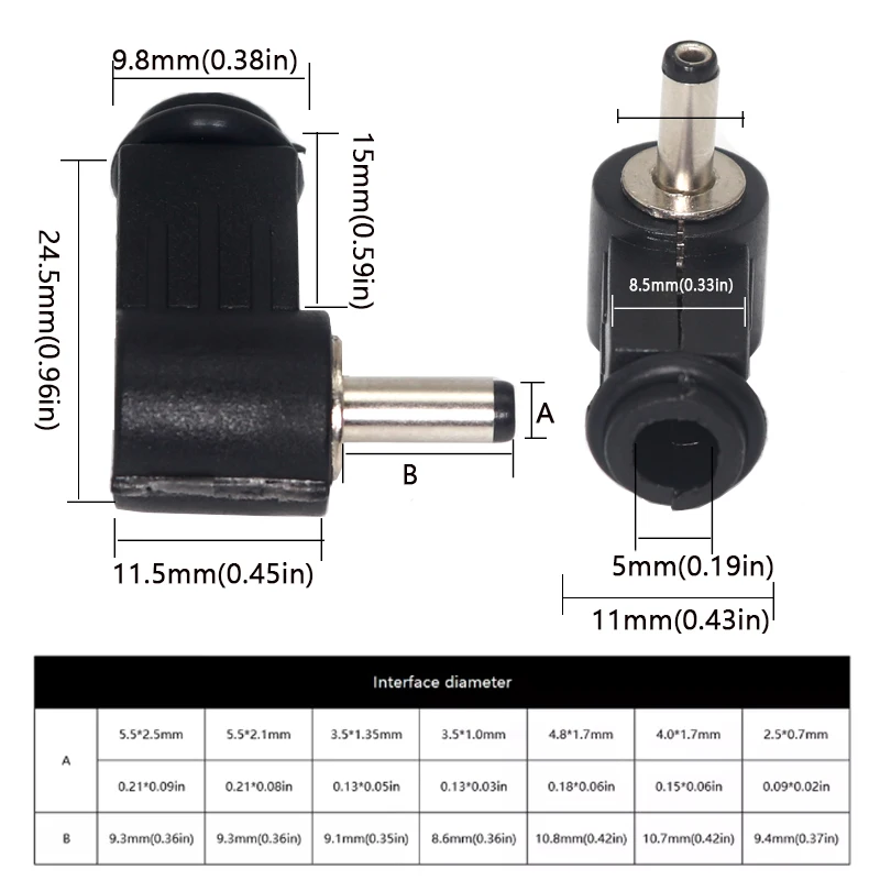 【10PCS】90 degree elbow 5.5*2.1mm DC power plug wiring assembly 5.5*2.5mm welding wire type 4.8x1.7mm 4.0x1.7mm 3.5x1.35mm