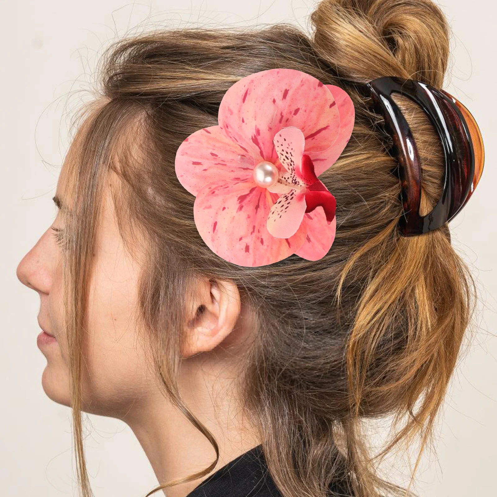 

8 Pcs Simulated Orchid Hair Clip Set Durable Artificial Flower Accessories for Women Hawaiian Beach Outfits 8 Colors