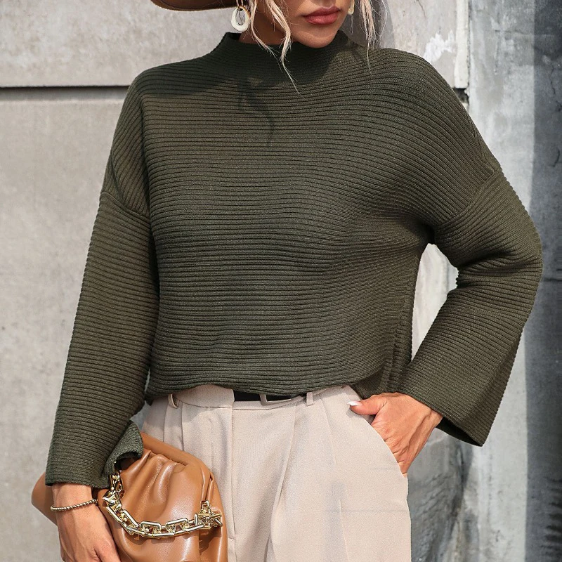 

Autumn Winter 2023 Long Sleeve Pullover Women Sweater Vintage Loose Women's Knitted Sweaters Solid Casual Knitwears Woman 28203