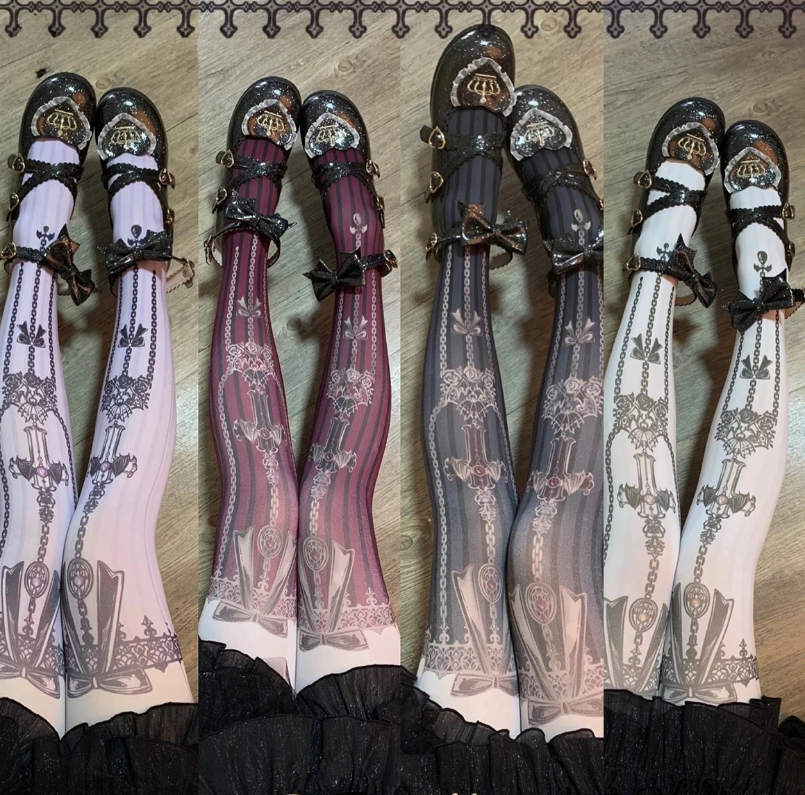 Dark Wind Multicolor Gothic Style Original Retro Printing Pantyhose Girls Lolita Socks Spring Fall Women's Tights Stockings