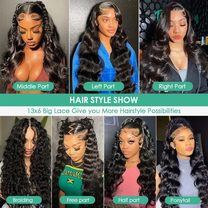 200% Density Body Wave 13x6 HD Transparent Lace Front Human  display picture 3