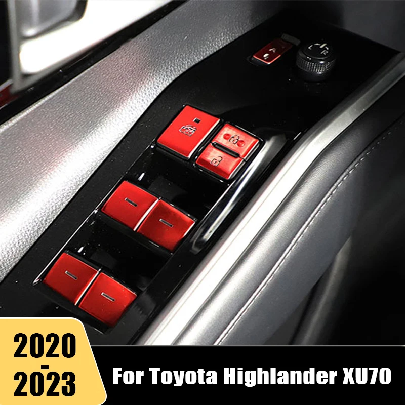 

For Toyota Highlander Kluger XU70 2020 2021 2022 2023 Car Window Glass Lifter Switch Button Sticker Door lock Unlock Cover Trims