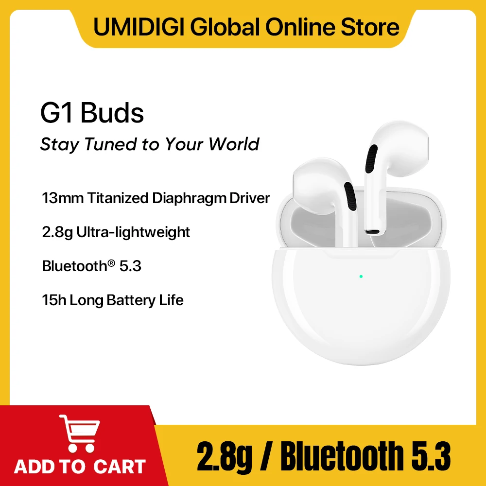 UMIDIGI G1 Buds Wireless Bluetooth Earphones TWS Noise Reduction 380mAh Headsets with Microphone ENC Sport Headphones