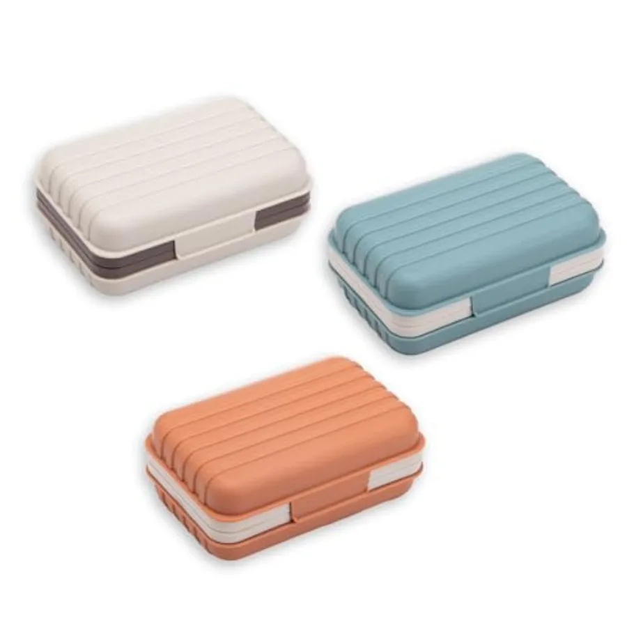 

3Pcs Travel Soap Containers with Lid, Portable Draining Soap Bar Holder for Traveling, Camping, Outdoor, Gym, Bathroom, Home Bl