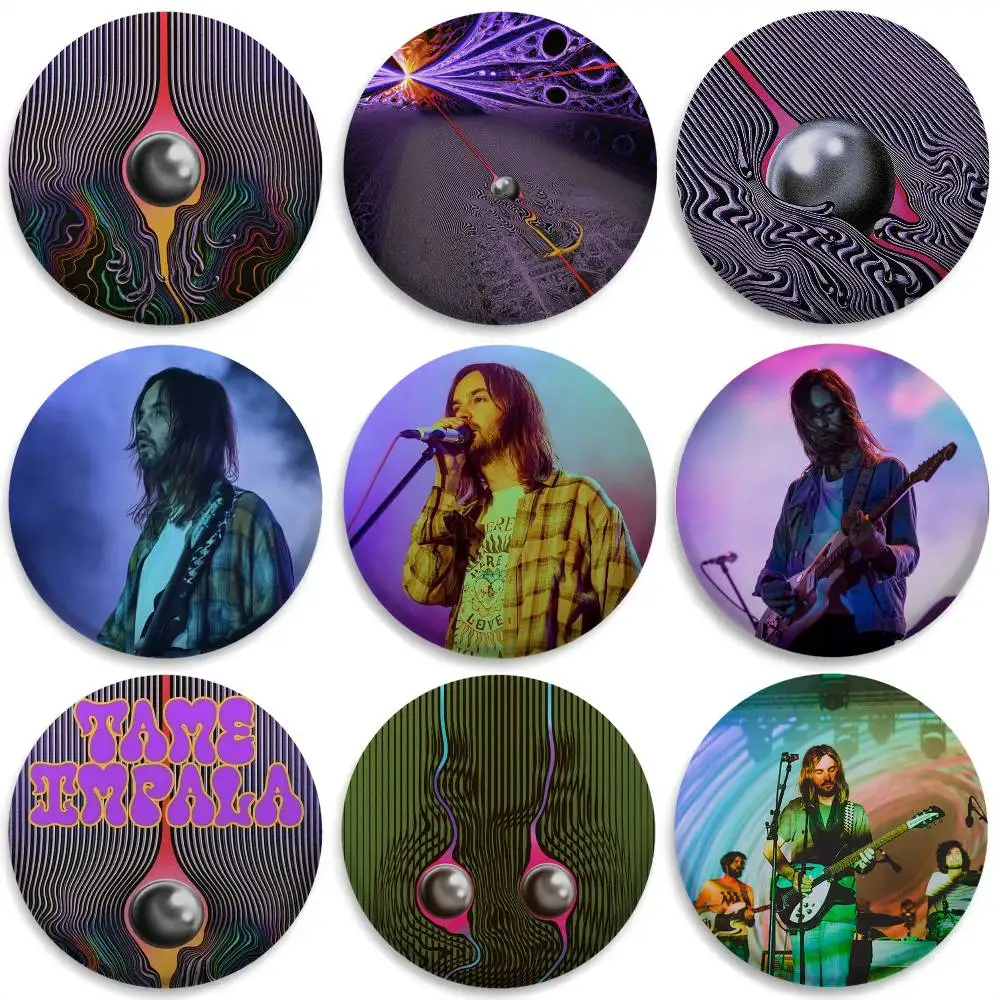 

T-Tame Impala Psychedelic Badges Round Exquisite Badge Brooches Creative Pins For Clothes Hat Backpack Gift Accessories
